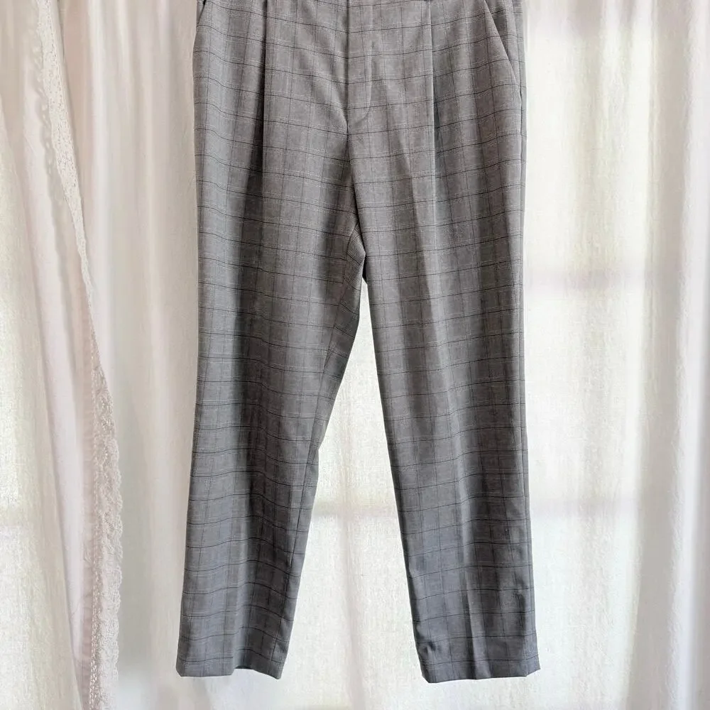 Uniqlo Plaid Pleated Ankle Dress Pants Women's Sz Medium - Picture 4 of 7